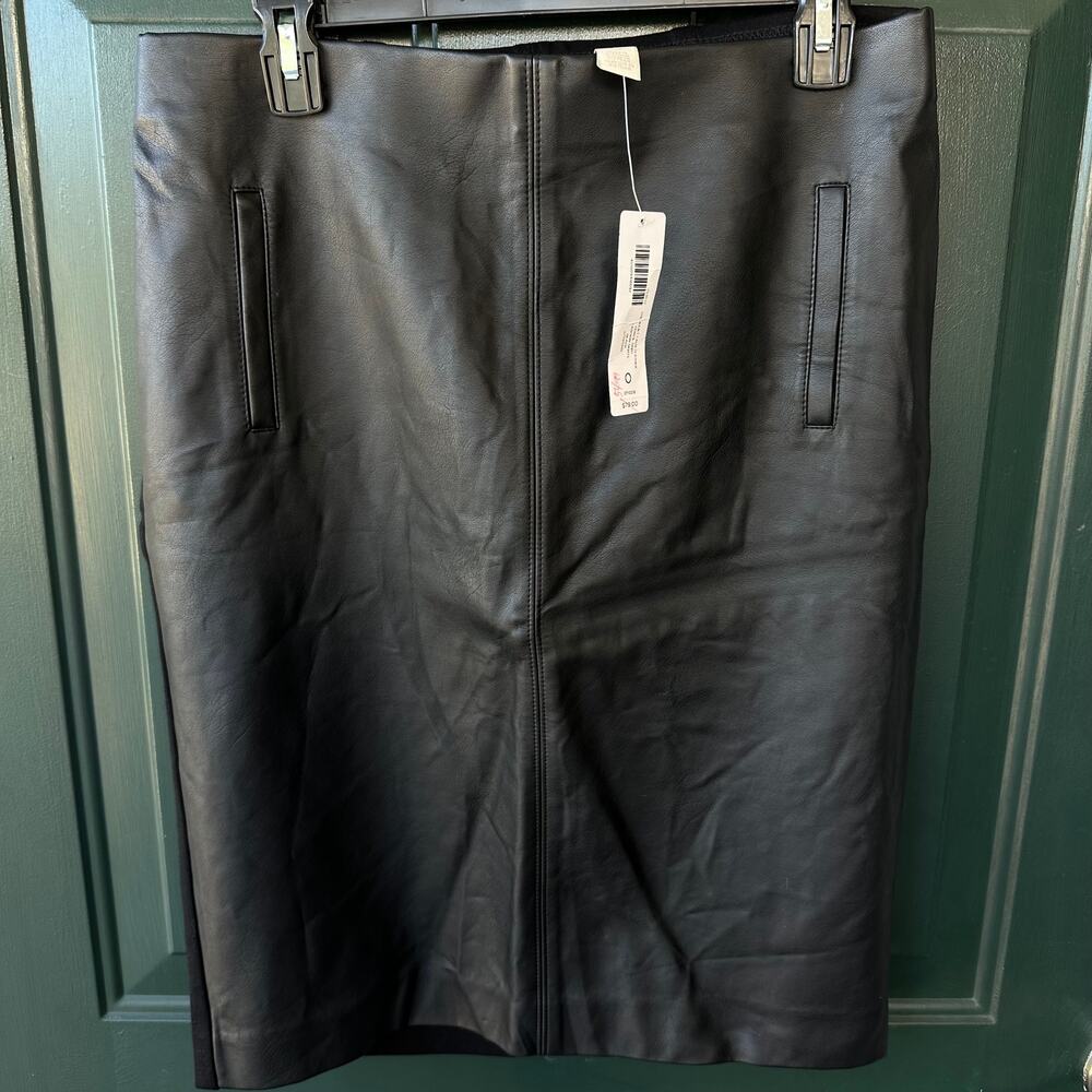 NWT Chico’s Juliet Faux Leather Pencil Skirt Black Size 0 (4) Small Office Chic